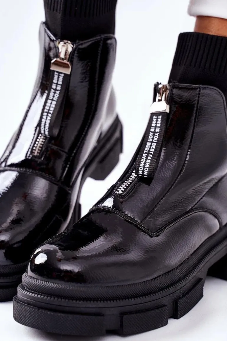 Botki Na Masywnej Podeszwie Czarne Chicago