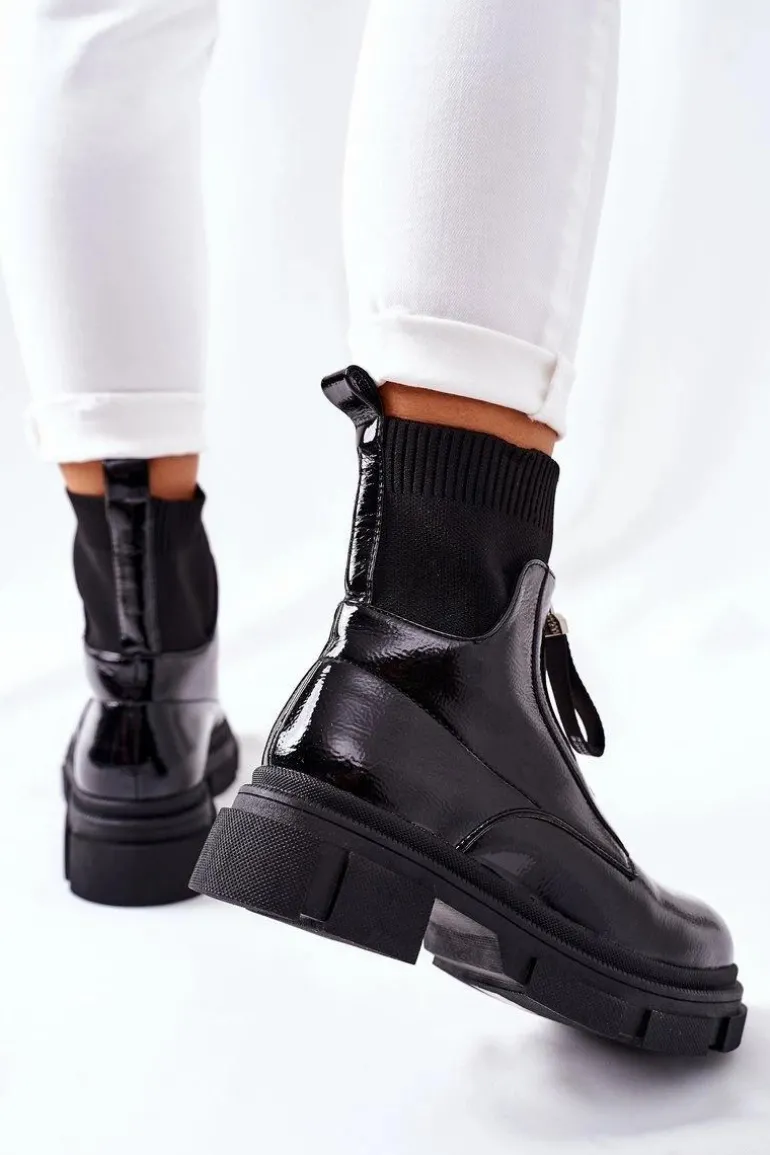 Botki Na Masywnej Podeszwie Czarne Chicago