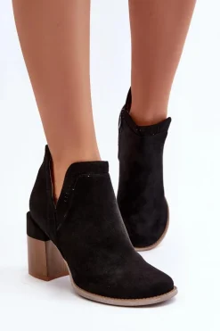 Botki Na Masywnym Słupku Z Wycięciem Czarne Jolnima