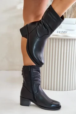 Botki Na Niskim Obcasie Ocieplane Futerkiem Vinceza 85155 Czarne