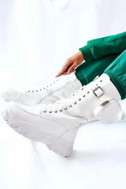 Botki Na Platformie Z Nerką Białe Issanti