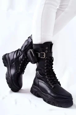 Botki Na Platformie Z Nerką Czarne Issanti