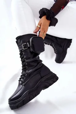 Botki Na Platformie Z Nerką Czarne Issanti