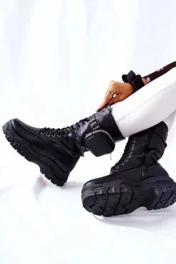 Botki Na Platformie Z Nerką Czarne Issanti