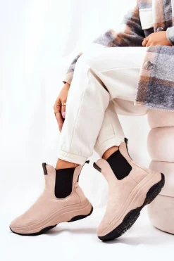 Botki Na Platformie Zamszowe Beżowe Nicci