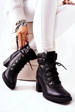 Botki Na Słupku Ocieplane Czarne Charmmis