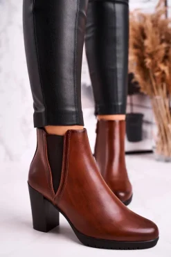 Botki Na Słupku Ocieplane Sergio Leone Brązowe BT311