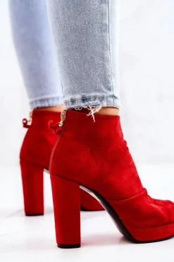 Botki Na Słupku Odkryte Palce Czerwone Adore