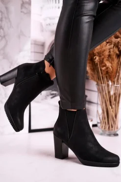 Botki Na Słupku Sergio Leone Zamszowe Czarne BT311