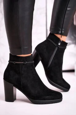 Botki Na Słupku Sergio Leone Zamszowe Czarne BT306