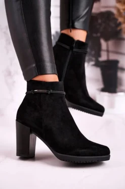 Botki Na Słupku Sergio Leone Zamszowe Czarne BT306