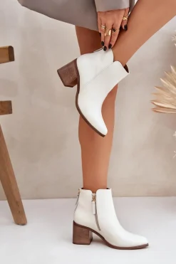 Botki Na Słupku Skóra Naturalna Zazoo 3673 Białe