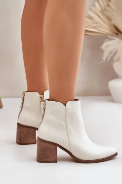 Botki Na Słupku Skóra Naturalna Zazoo 3673 Białe