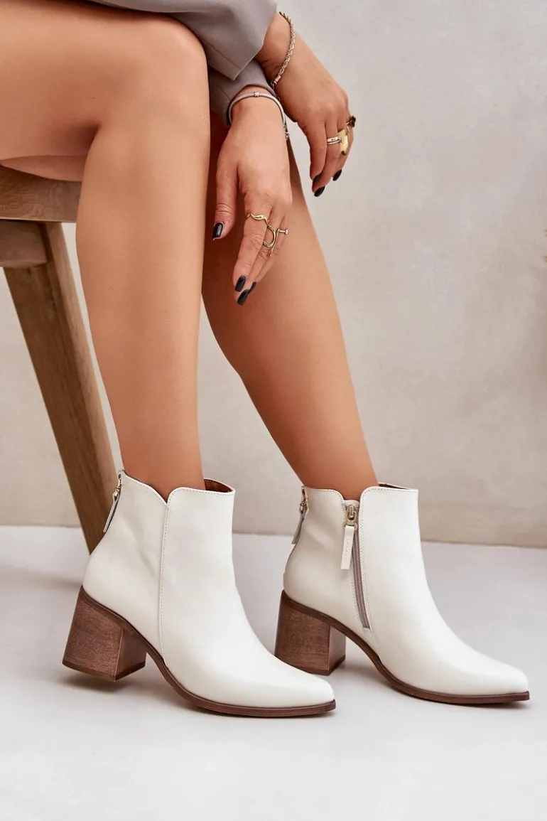 Botki Na Słupku Skóra Naturalna Zazoo 3673 Białe