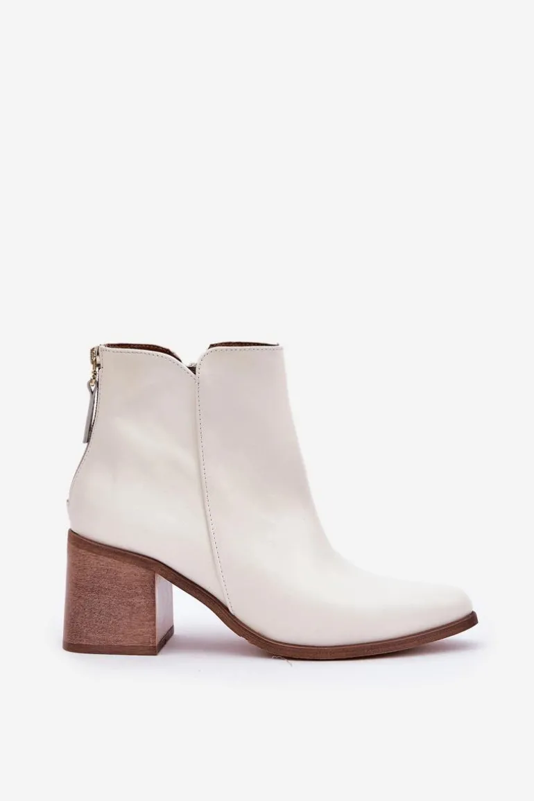 Botki Na Słupku Skóra Naturalna Zazoo 3673 Białe