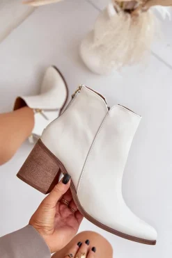 Botki Na Słupku Skóra Naturalna Zazoo 3673 Białe