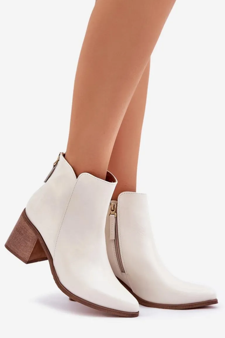 Botki Na Słupku Skóra Naturalna Zazoo 3673 Białe