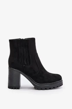 Botki Na Słupku Z Eko Zamszu Czarne Mesiella