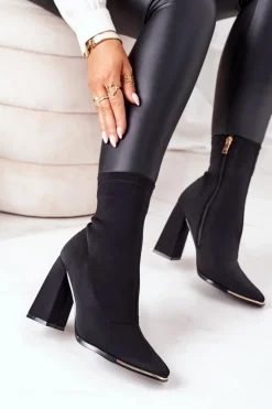 Botki Na Słupku Z Elastycznej Tkaniny Czarne Effect Wow