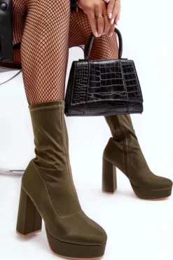 Botki Na Wysokim Słupku Z Suwakiem Zielone Peculia