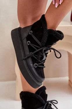 Botki Śniegowce Na Platformie Czarne Tamidra