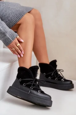 Botki Śniegowce Na Platformie Czarne Tamidra