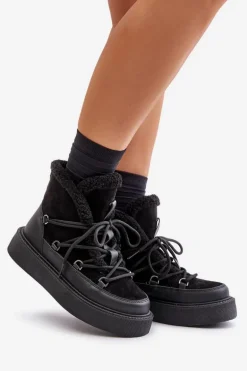 Botki Śniegowce Na Platformie Czarne Tamidra