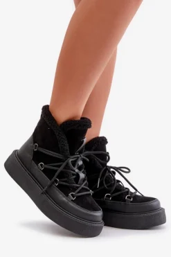 Botki Śniegowce Na Platformie Czarne Tamidra