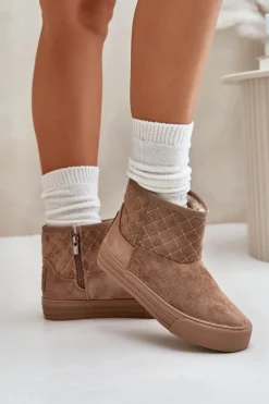 Botki Śniegowce Na Zamek Ocieplane Futerkiem Big Star OO274A524 Beżowe