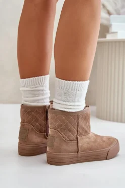 Botki Śniegowce Na Zamek Ocieplane Futerkiem Big Star OO274A524 Beżowe