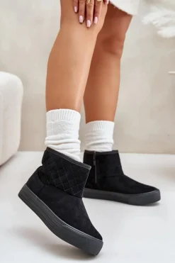 Botki Śniegowce Na Zamek Ocieplane Futerkiem Big Star OO274A522 Czarne