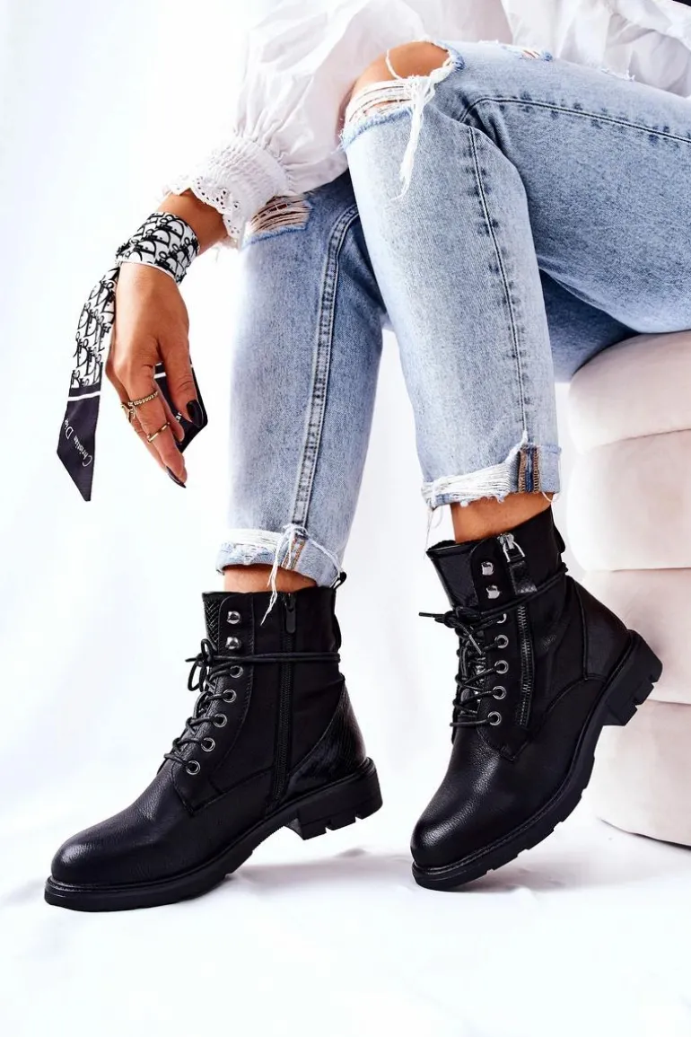 Botki Ocieplane Z Suwakiem Czarne Mirthbrow