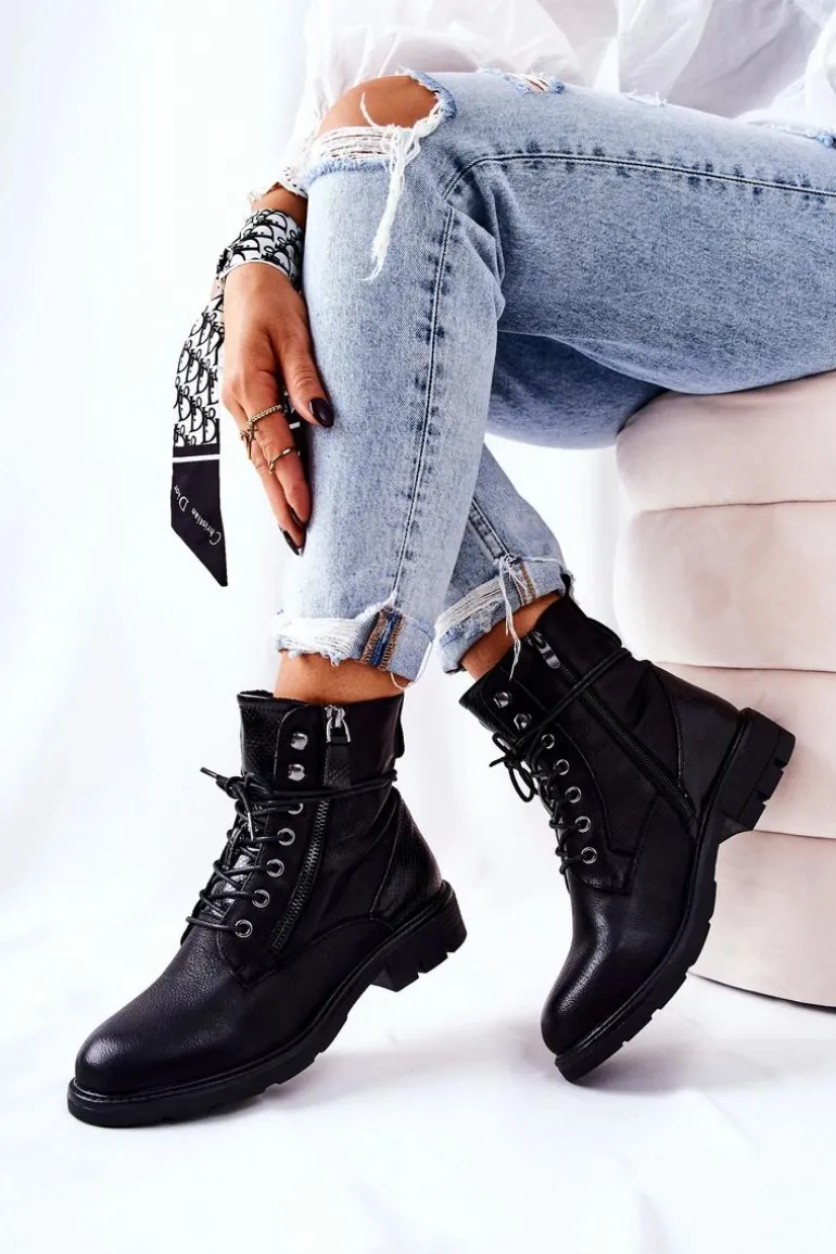 Botki Ocieplane Z Suwakiem Czarne Mirthbrow