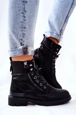 Botki Ocieplane Z Suwakiem Czarne Mirthbrow