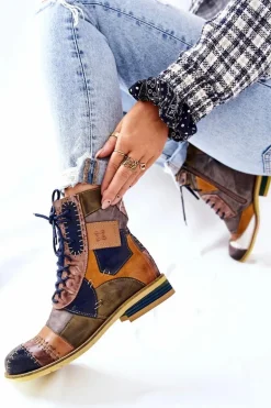 Botki Skórzane Sztyblety Maciejka Wielokolorowe 05095-39