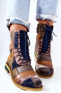 Botki Skórzane Sztyblety Maciejka Wielokolorowe 05095-39