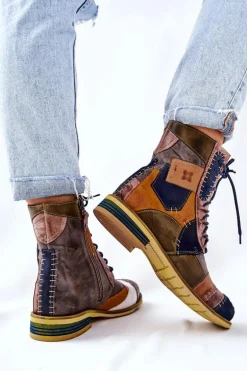 Botki Skórzane Sztyblety Maciejka Wielokolorowe 05095-39