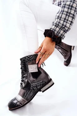 Botki Skórzane Sztyblety Maciejka Szare 05095-03