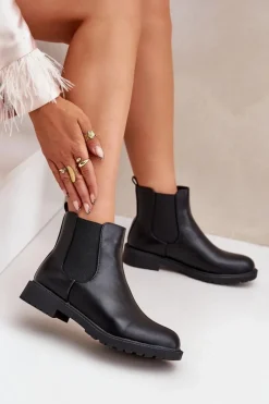 Botki Sztyblety Damskie Na Płaskim Obcasie Czarne Selanna