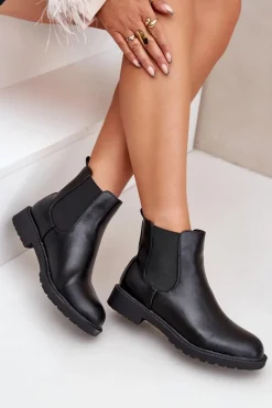 Botki Sztyblety Damskie Na Płaskim Obcasie Czarne Selanna