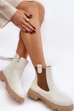 Botki Sztyblety Damskie Na Zamek Białe Ramhel
