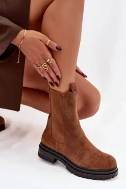 Botki Sztyblety Damskie Na Zamek Camel Julienne