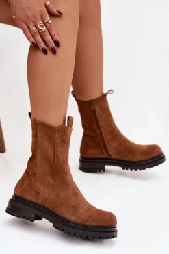 Botki Sztyblety Damskie Na Zamek Camel Julienne