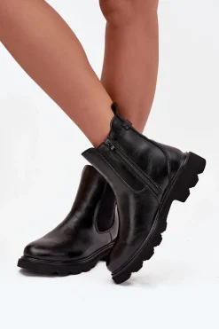 Botki Sztyblety Damskie Ocieplane Na Zamek Czarne Rivelia