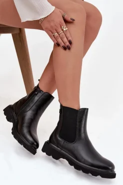 Botki Sztyblety Damskie Ocieplane Na Zamek Czarne Rivelia