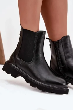 Botki Sztyblety Damskie Ocieplane Na Zamek Czarne Rivelia