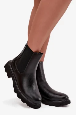 Botki Sztyblety Damskie Ocieplane Na Zamek Czarne Rivelia