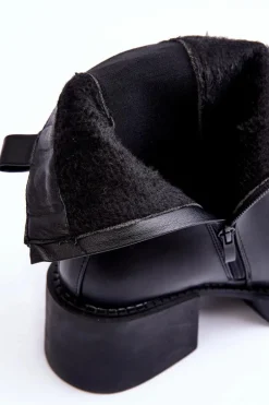 Botki Sztyblety Na Masywnym Obcasie Czarne Ironna