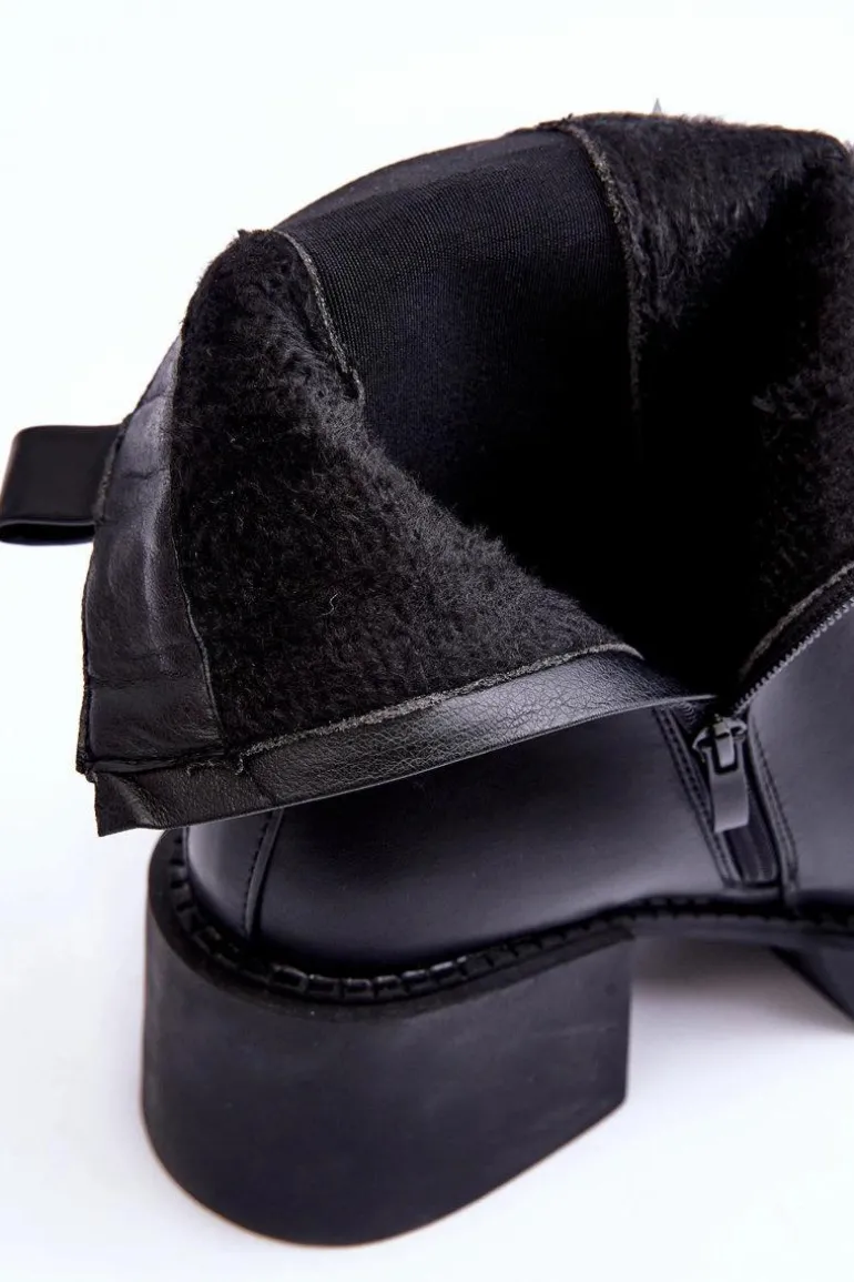 Botki Sztyblety Na Masywnym Obcasie Czarne Ironna