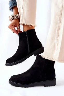 Botki Sztyblety Na Płaskim Obcasie Czarne Laurette